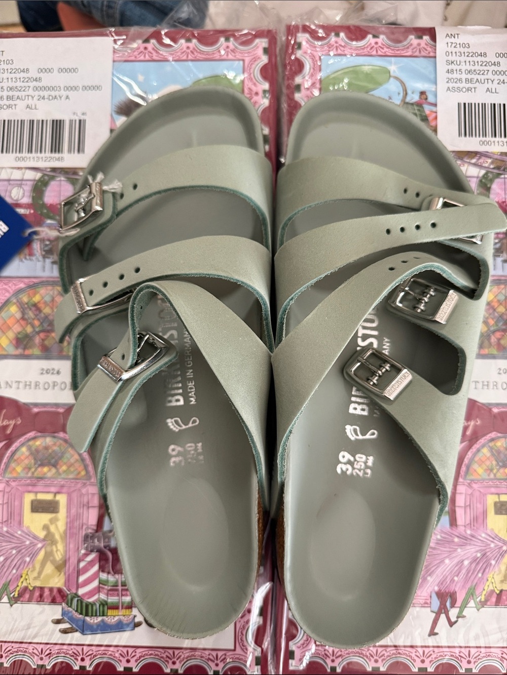 Birkenstock Women’s Mint Green Triple-Strap Sandals